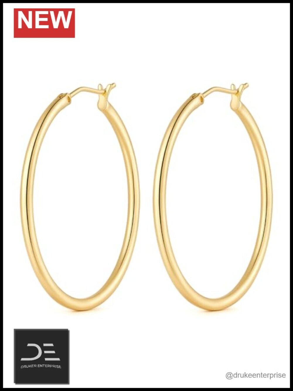 14K Gold Plated Hoop Earrings Latch Back Minimalist 10 Sizes